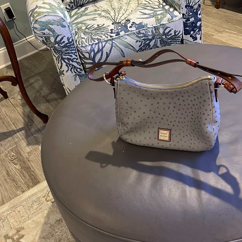 Dooney & Bourke beautiful grey bag.  Red interior. Used only twice.